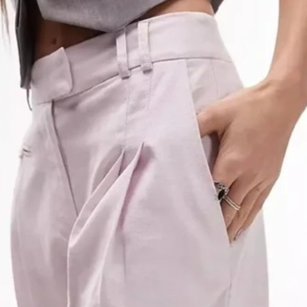 TopShop Lilac Linen-Blend Longline Shorts SZ 8 NWT - Picture 2 of 10
